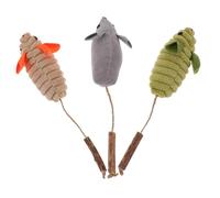 TOGEVAL 3pcs Interactive Catnip Mouse for Indoor Cats Kitten Chew in Green Gray Beige Stimulate Hunting Instincts Promote Teeth Grinding and Paw Exercise