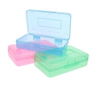 TOGEVAL 3pcs Large Capacity Stackable Pencil Case Transparent Pencil Box Organizer for School Supplies Makeup Utility Storage for Boy Girl and Adults Blue Red Green