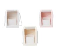 TOGEVAL 3pcs Large Clear Window Flower Boxes Portable Square PVC Packaging with Handle Food-grade Transparent Cases for Flowers Plants Party Favors Easy Assembly and Design