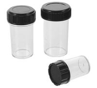 TOGEVAL 3pcs Microscope Objective Lens Storage Box, Microscope Lens Storage Case, 20.23mm Threaded Lid, Plastic, Black, Dustproof, for Lab and Fieldwork, Lab Technicians and Educators