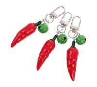 TOGEVAL 3pcs Mini Chili Pepper Keychain Lightweight Creative Kawaii Vegetable Pendant for Backpack Purse Decoration Portable Spicy Ornament Idea