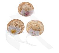 TOGEVAL 3pcs Mini Pet Hats for Small Animals Cute Woven Floral Caps with Drawstring for Hamsters Chickens Parrots and Birds Versatile Party Accessories for Birthdays Holidays and Festivals