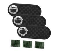 TOGEVAL 3pcs Multifunctional Car Dashboard Holder Mat with Rotation Anti-slip Pad for Phone Sunglasses Keys and Parking Number with Gray Plaid and Silver Stand Non-skid Organizer for