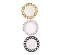 TOGEVAL 3pcs Nail Display Board with Delicate Pearls Alloy Nail Art Palette for Professionals and Diy Designs Silver White Bronze Colors