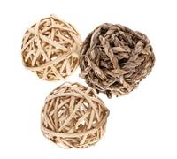 TOGEVAL 3pcs Natural Grass Chew for Small Pets Rattan Balls for Rabbits Chinchillas Hamsters Guinea Pigs Teeth Care Interactive Chewing Treats to Promote Oral Health and Reduce Boredom