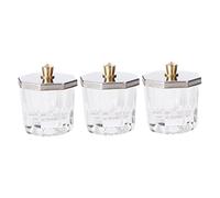 TOGEVAL 3pcs Octagonal Nail Acrylic Powder Bowls with Stainless Steel Crystal Glass Lids Manicure Nail Art Dish Cups for Salon and Professional Use