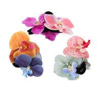 TOGEVAL 3pcs Orchid Flower Hair Clips Lightweight Resin Hawaiian Hair Claws for Women Tropical Holiday Styling Accessories Comfortable Secure Grip for Beach Weddings and Vacations