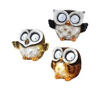 TOGEVAL 3pcs Owl Shape Solar Garden Lamps Resin Outdoor Lawn Decor Vivid Animal Design Weatherproof Solar-Powered Lights for Patio Pathway