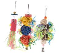TOGEVAL 3pcs Parrot Chewing Hanging Bright Bird Shredding Cage Accessory for Parakeets and Caged Birds Promotes Physical and Emotional Activity
