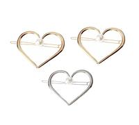 TOGEVAL 3pcs Pearl Hair Clips Heart Shaped Hollow Barrettes Non Slip Alloy Hair Accessories for Women Stylish Gold Silver
