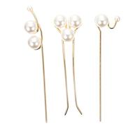 TOGEVAL 3Pcs Pearl Metal Hair Sticks for Buns Elegant Hairpin with Large Pearls Womens Hair Accessories for Weddings Parties Daily Styling