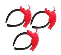 TOGEVAL 3pcs Red Plush Lobster Hair Bands Cute Ears Head Hoops Fun Party Headbands for Holidays and Costume Accessories