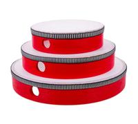 TOGEVAL 3pcs Red Wooden Percussion Hand Drum Set for Children with Hand Bells, Cultivate Hands-on and Brain Skills, for Parent-child Communication and Interactive Toys