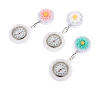 TOGEVAL 3pcs Retractable Nurse Fob Watches with Silicone Cover Cute Cartoon Flower Design Pocket Watch for Women Medical Staff Easy-Read Quartz Timekeeping for Healthcare Professionals