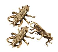 TOGEVAL 3pcs Retro Brass Cricket Figurines Small Copper Craft Sculpture Space-saving Desktop Decoration Vintage Cricket-shaped Home Decor for Farmhouse and Office