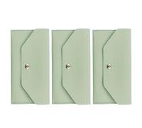 TOGEVAL 3pcs Reusable Green PU Wallet for Women Long Cash Envelope Pouch Compact Minimalist Money Organizer for Daily Budgeting School Travel and Events