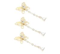 TOGEVAL 3Pcs Shiny Zircon Chain Nail Art Decorations DIY Manicure Pendants Micro Inlaid Star Moon Nail Charms for Stylish Fingernail Ornaments