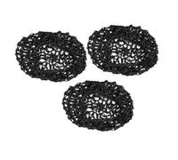 TOGEVAL 3pcs Soft Knit Mesh Hair Net Sleeping Cap for Women Handmade Crochet Black Hair Cover Strap