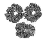 TOGEVAL 3pcs Sparkly Velvet Hair Scrunchies with Shiny Sequin Design Stretchable Elastic Ponytail Ties for Women and Comfortable Nonslip Fit for Parties Beach Holidays and Casual Wear