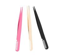 TOGEVAL 3pcs Stainless Steel Lash Tweezers Set with Comb Precision Eyelash Applicator Tool for Eyelash Extensions and Eyebrow Grooming Professional Beauty Tools for Women