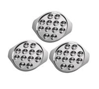 TOGEVAL 3pcs Stainless Steel Snail Dish with Partition Escargot Plate Tray for Seafood Shellfish Serving Smooth Surface Food-Grade for Oysters Conch Sushi Party Use