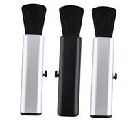 TOGEVAL 3pcs Telescopic Foldable Guitar Cleaning Brushes for Ukulele Guzheng Dust Removal Wool Heads, Universal Instrument Dust Cleaner Set in Silver and Black