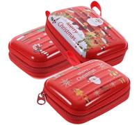 TOGEVAL 3pcs Tinplate Coin Purse Christmas Small Square Purse Change Bags Storage Tin Box Zipper Design Small Tin Christmas Cash Wallets