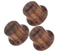 TOGEVAL 3Pcs Wooden Guitar Volume Tone Control Knobs Zebra Wood 2T1V Set Guitar Potentiometer Caps Replacement for Electric Bass Accessories