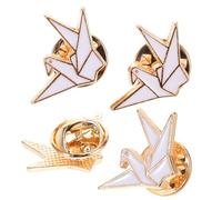 TOGEVAL 4 Pcs Cute Origami Crane Pins Zinc Alloy Brooches for Women Fashion Collar Badge Backpack Accessories Cartoon Decorative Pins