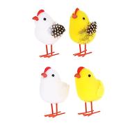TOGEVAL 4 Pcs Easter Festival Decorative Flocking Chicken Adornments Creative Simulation Yellow and White Chick Props for Party Scene Decoration Home and Garden Ornament