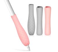 TOGEVAL 4 Pcs Non-slip Silicone Electronic Pencil Sleeves for Pencil Gen Comfortable Grip Covers with Splash Scratch Protection Oval and Long Tube Styles Grey and Pink