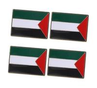 TOGEVAL 4 Pcs Palestine Flag Lapel Pins Metal Badge Rust- Brooches for Hat Clothes Backpack Multifunctional Square Palestine Flag Souvenir
