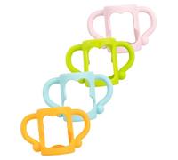 TOGEVAL 4 pcs Silicone Feeding Bottle Handles Grip Soft Sleeve for Bottles Easy to Install Protective Holders in Pink Blue