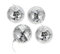TOGEVAL 4 Pieces 8cm Disco Mirror Balls Set Reflective Glass Sphere Party Decorations Wedding Stage Ornament Cake Table Centerpiece Bar Showcase Adornment
