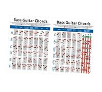 TOGEVAL 4 String Bass Guitar Chord Chart Paper 72 Different Chords and Note Display, Electric Bass Exercise Diagram for Practice and Learning in 12 Standard Western Keys