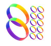 TOGEVAL 42pcs Rainbow Silicone Wristbands Elastic Lgbt Festival Bracelets for Pride Month Events Colorful Party Accessories for Adults