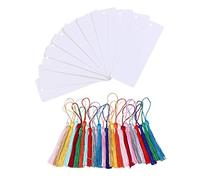 TOGEVAL 48PCS DIY Tassel Paper Blank Bookmarks Eco Friendly Writable Gift Labels and Hanging Tags Creative Craft Supplies for School Office and Teachers Random Color