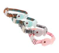 TOGEVAL 4pcs Adjustable Fish-shaped Pet Cat Collar Set Lattice Design Neck Chains for Kittens and Cats Creative and Safe Accessories for Everyday Use and Giving