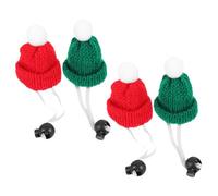 TOGEVAL 4pcs Adjustable Mini Pet Hats Christmas Knitted Animal Caps Shoulder Straps for Hamsters and Hedgehogs, Red and Green Xmas Decorative Pet Headwear
