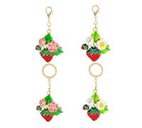 TOGEVAL 4pcs Adorable Strawberry Key Ring Cute Metal Keychains for Bags Car Accessories for Women and Girls Great Birthdays and Holidays