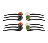 TOGEVAL 4pcs Ancient Style Hairpins U Shape Bun Accessories for Women Durable Three Prong Combs with Beads Vintage Twist Updo Styling Tool for Daily and Special Occasions
