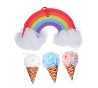 TOGEVAL 4pcs Bath Sponges Ice Cream Body Shower Loofahs Soft Exfoliating Bath Scrubbers Lightweight Portable for Travel and Gentle Skin Cleaning