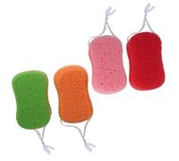 TOGEVAL 4pcs Bath Sponges Shower Body Cleaning Scrubbers Sponge Produce Rich Bubbles Remove Dead Skin Random Color
