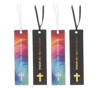 TOGEVAL 4pcs Bible Bookmarks with Black and Colorful Crosses - Christian Religious Page Markers, Students, Church, Home Study, and School Projects