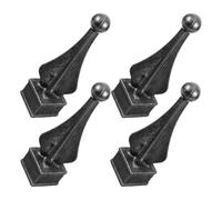TOGEVAL 4pcs Black Metal Fence Finials Decorative Iron Picket Fence Post Caps with Spire Tops for Garden Yard Outdoor