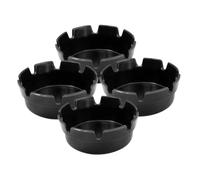 TOGEVAL 4pcs Black Plastic Ashtrays with Cigarette Slots for Indoor Outdoor Use Multiperson Shared Design for Office Patio Restaurant Safety Splash-resistant Ashtray
