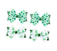 TOGEVAL 4pcs Bowknot Hairpins for St Patrick's Day Hair Clips Clover Design Lightweight and Material for Secure Hold and Stylish Hair Decor