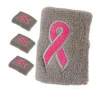 TOGEVAL 4Pcs Breathable Pink Wrist Supports Compression Sweatbands for Running Cycling Fitness Breast Cancer Awareness Wrist Braces Lightweight Elastic Sports Wristbands Random Color