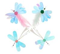 TOGEVAL 4pcs Cat Teasing Heads Replacement Colorful Sequin Butterfly Dragonfly Interactive Refills for Indoor Cats Play Exercise Fun Pet Supplies