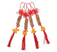 TOGEVAL 4pcs Chinese Hanging Pendant Keychain Lucky Car Charm Traditional Chinese Decor Car Hanging Decoration Lucky Horse Pendant Horse Amulet New Year Polyester